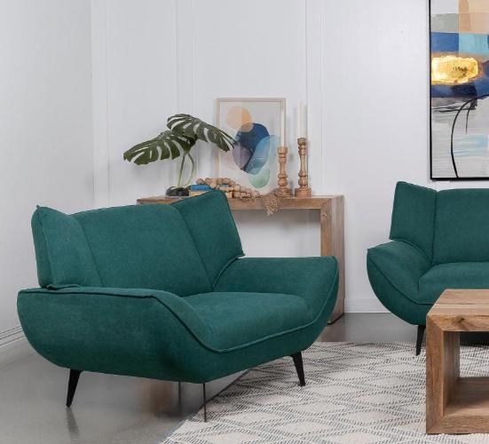 Acton Upholstered Flared Arm Accent Chair Teal Blue