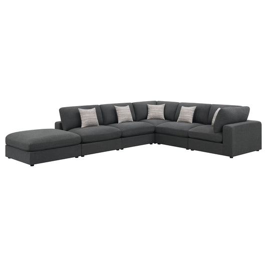 Serene 6-piece Upholstered Modular Sectional Sofa Charcoal