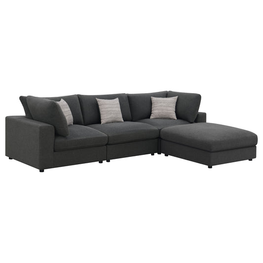 Serene 4-piece Upholstered Modular Sectional Sofa Charcoal