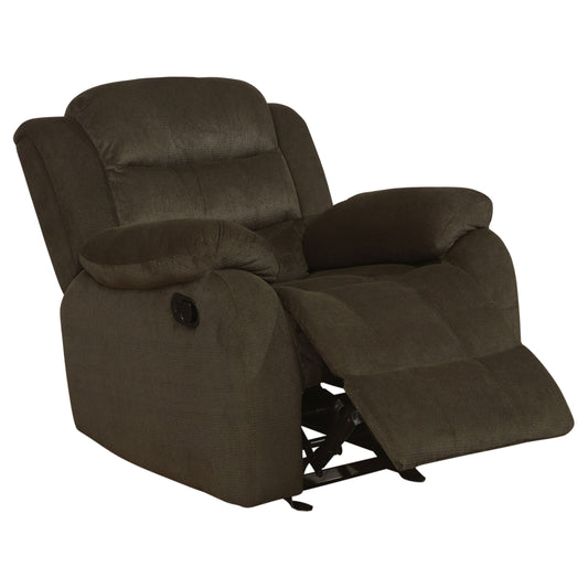 Rodman Upholstered Padded Arm Glider Recliner Olive Brown