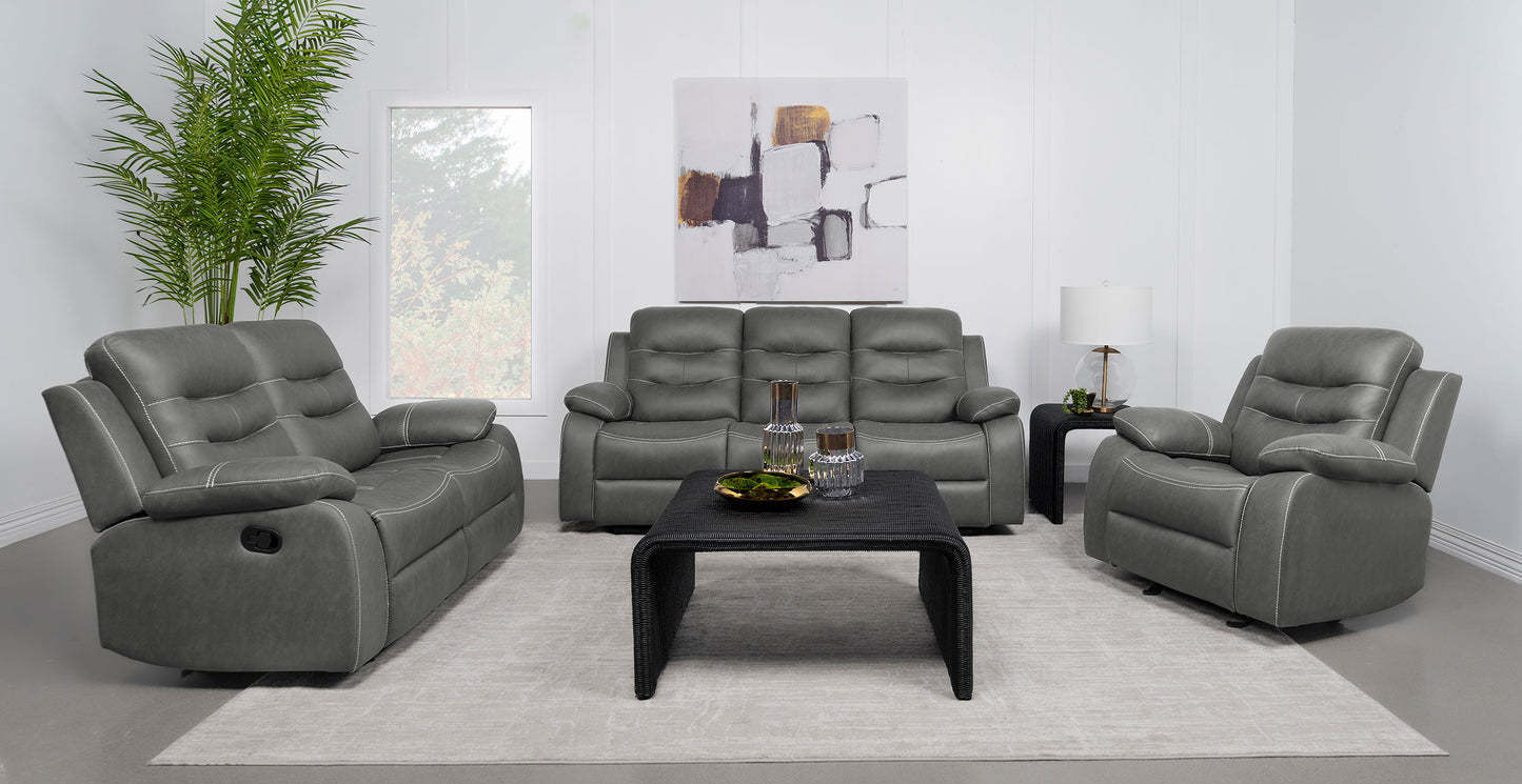 Nova Upholstered Padded Arm Reclining Sofa Dark Grey