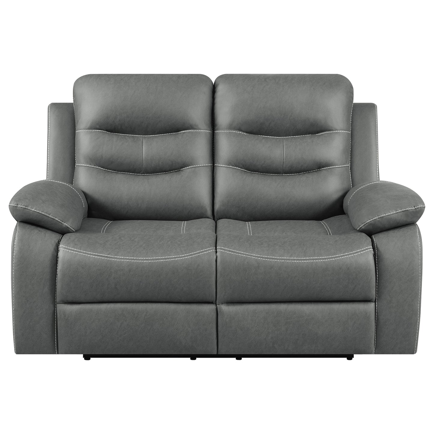 Nova Upholstered Padded Arm Reclining Loveseat Dark Grey