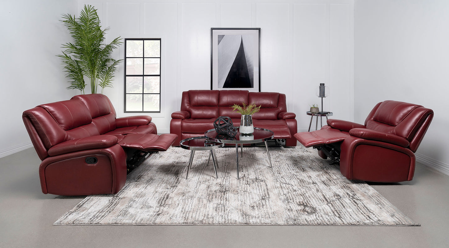 Camila Upholstered Motion Reclining Loveseat Red