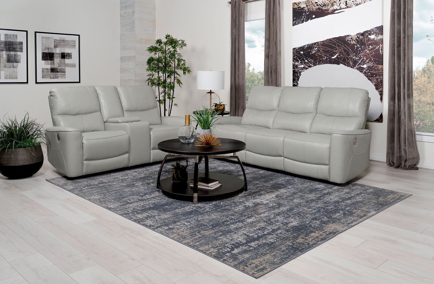 Greenfield 2-piece Power Reclining Sofa Set Dove Grey