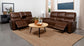 Greenfield 2-piece Power Reclining Sofa Set Saddle Brown