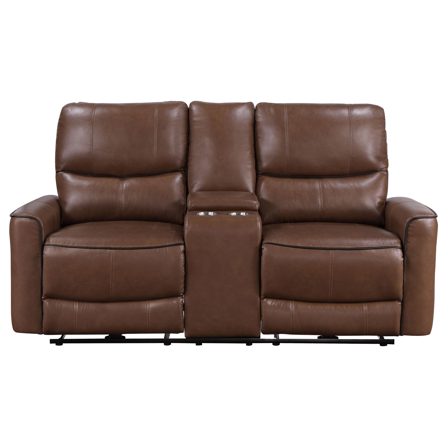 Greenfield Upholstered Power Reclining Loveseat Saddle Brown