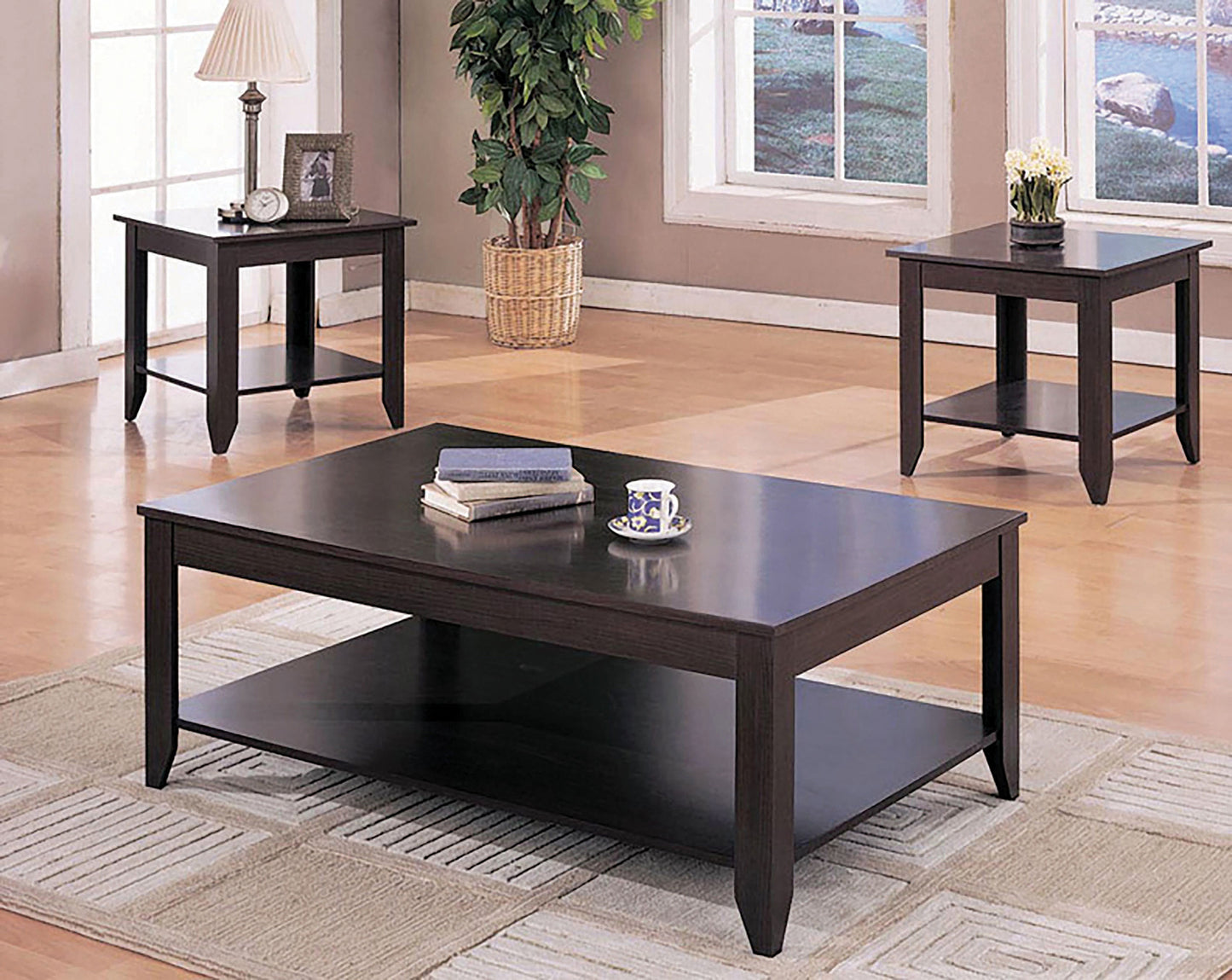 Brooks 3-piece Rectangular Coffee Table Set Cappuccino