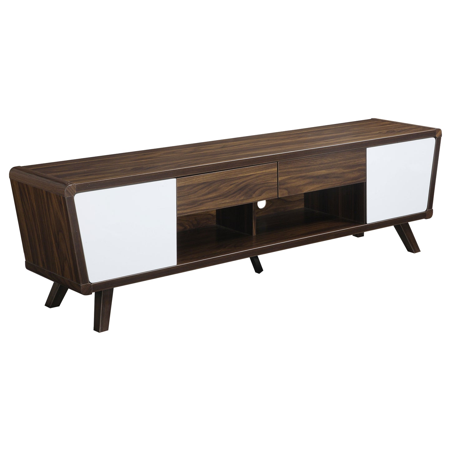 Alvin 2-door Engineered Wood 74" TV Stand Dark Walnut