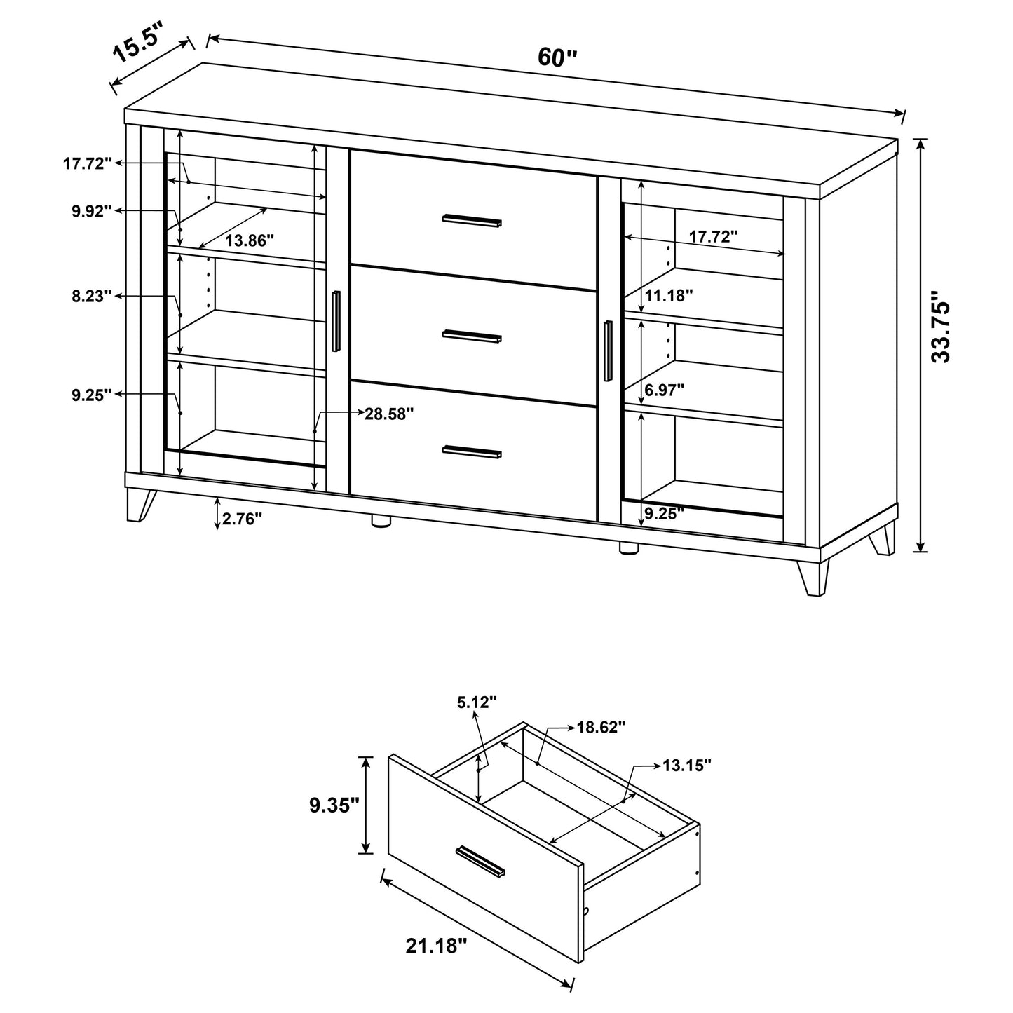 Lewes 4-piece 60" TV Entertainment Center Cappuccino