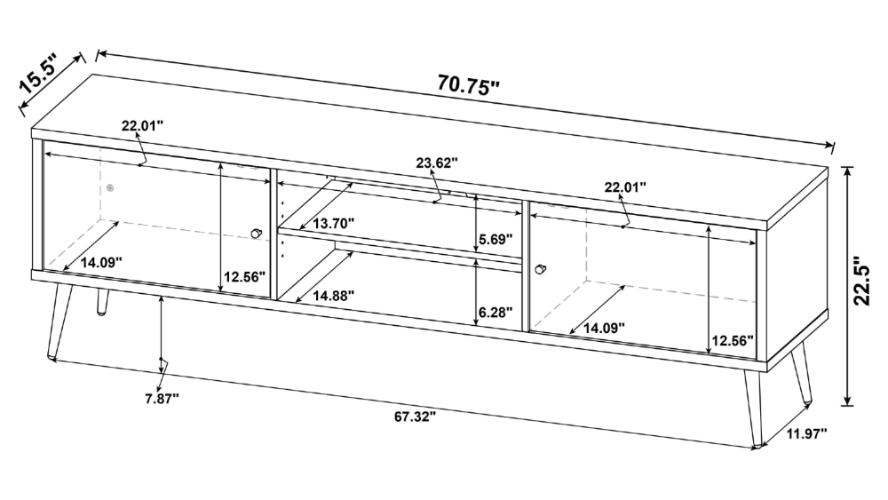 Allie 2-door Engineered Wood 71" TV Stand Distressed Pine