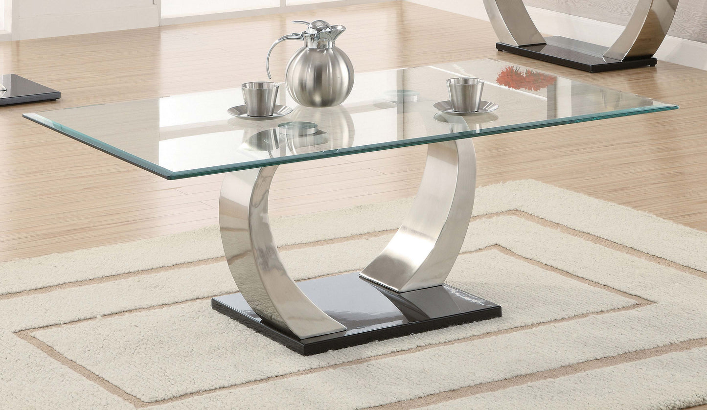 Pruitt Rectangular Glass Top Metal Coffee Table Satin Silver