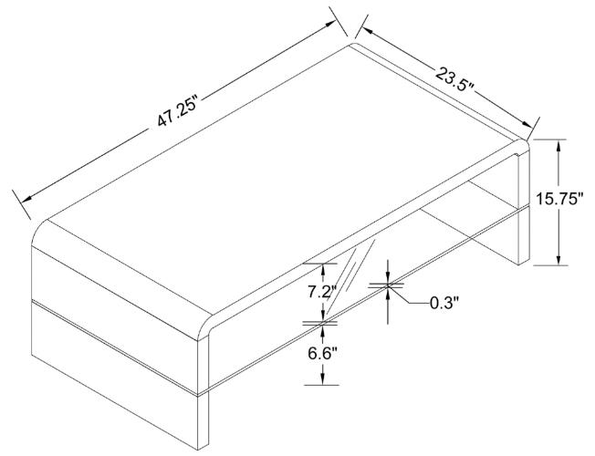 Airell Rectangular Coffee Table with Shelf White High Gloss