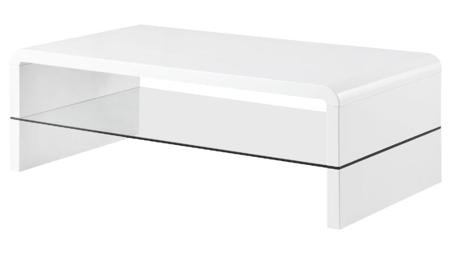 Airell Rectangular Coffee Table with Shelf White High Gloss