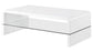 Airell Rectangular Coffee Table with Shelf White High Gloss