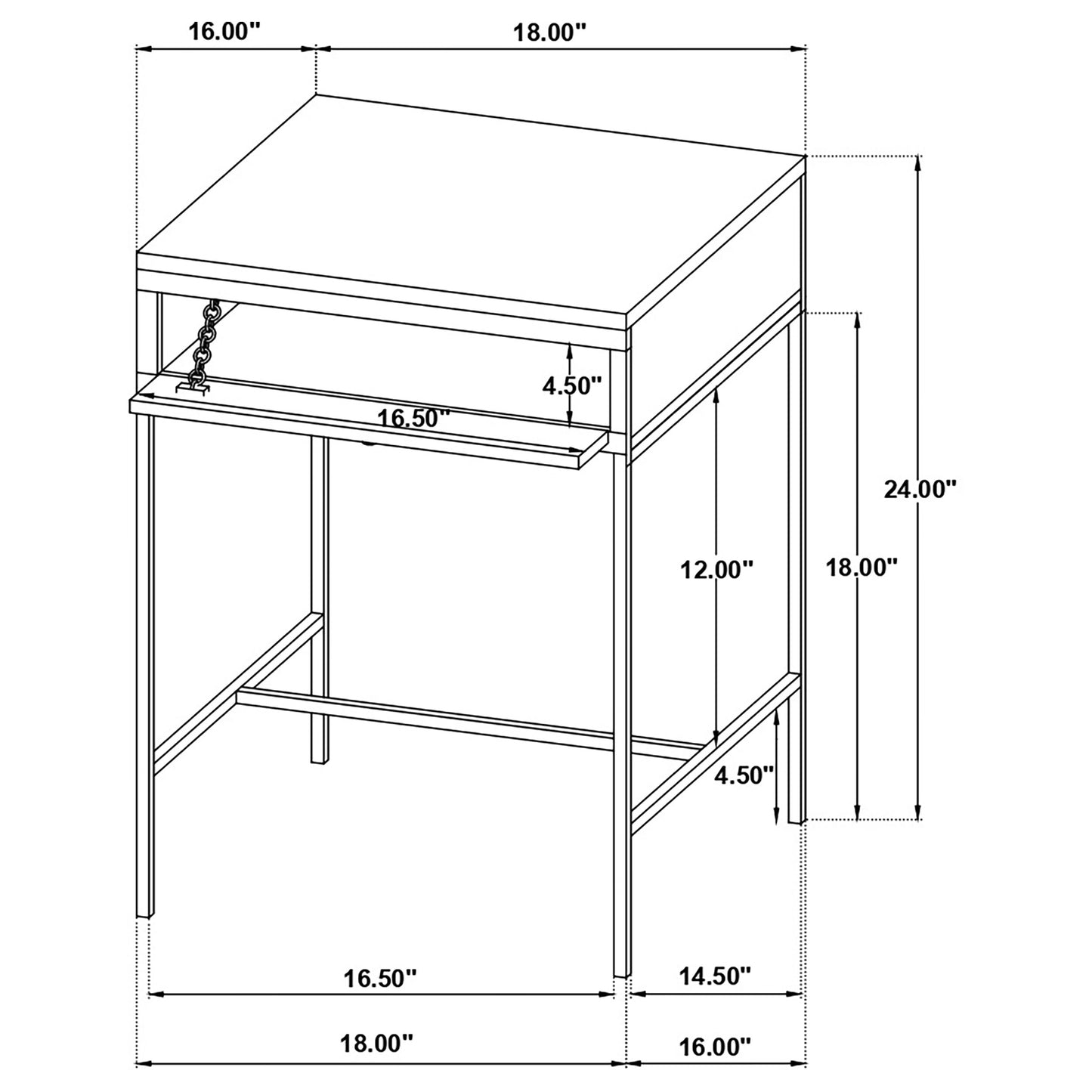 Stephie Rectangular Side End Table with Storage Honey Brown