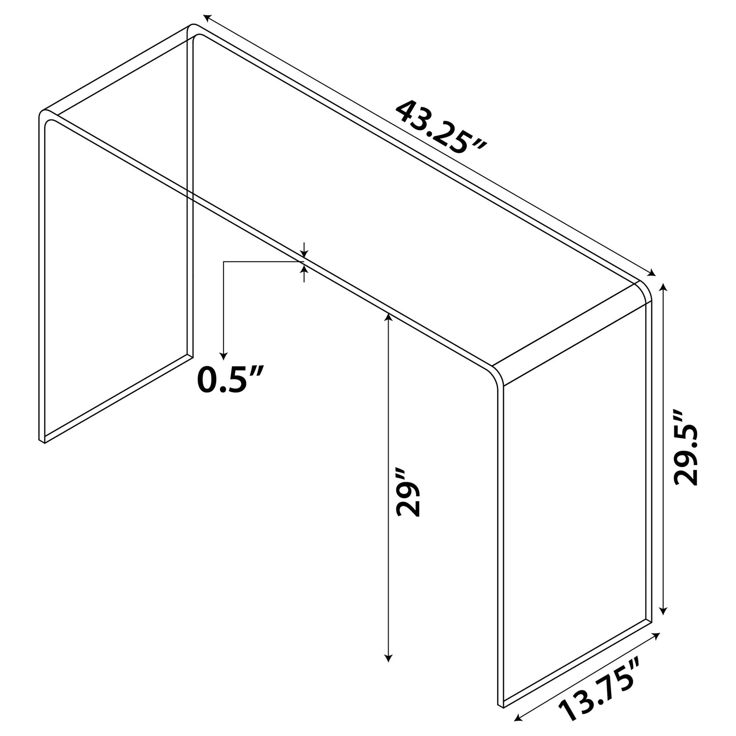 Ripley Tempered Bent Glass Entryway Console Table Clear