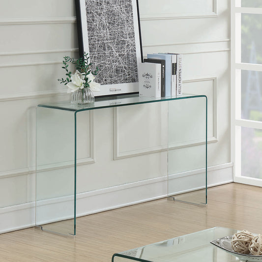 Ripley Tempered Bent Glass Entryway Console Table Clear