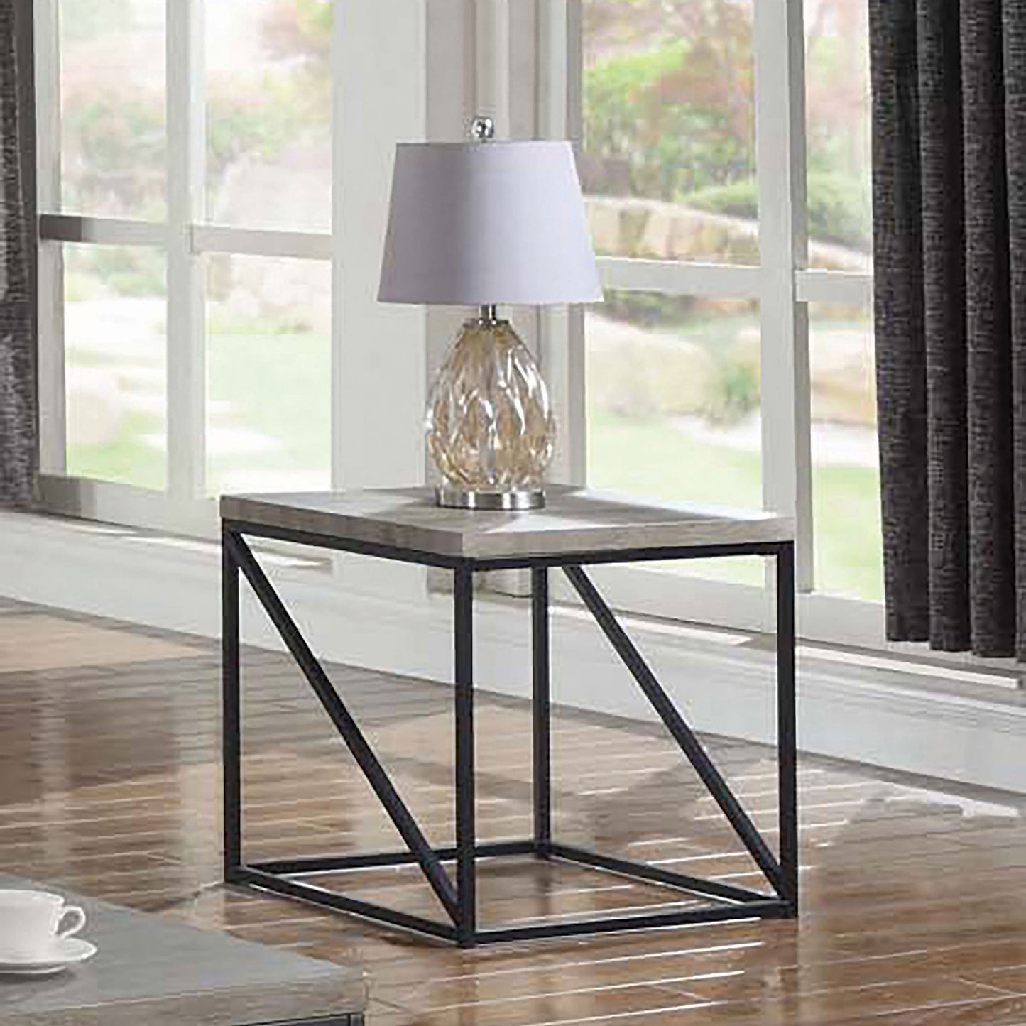 Birdie Square Engineered Wood End Table Sonoma Grey