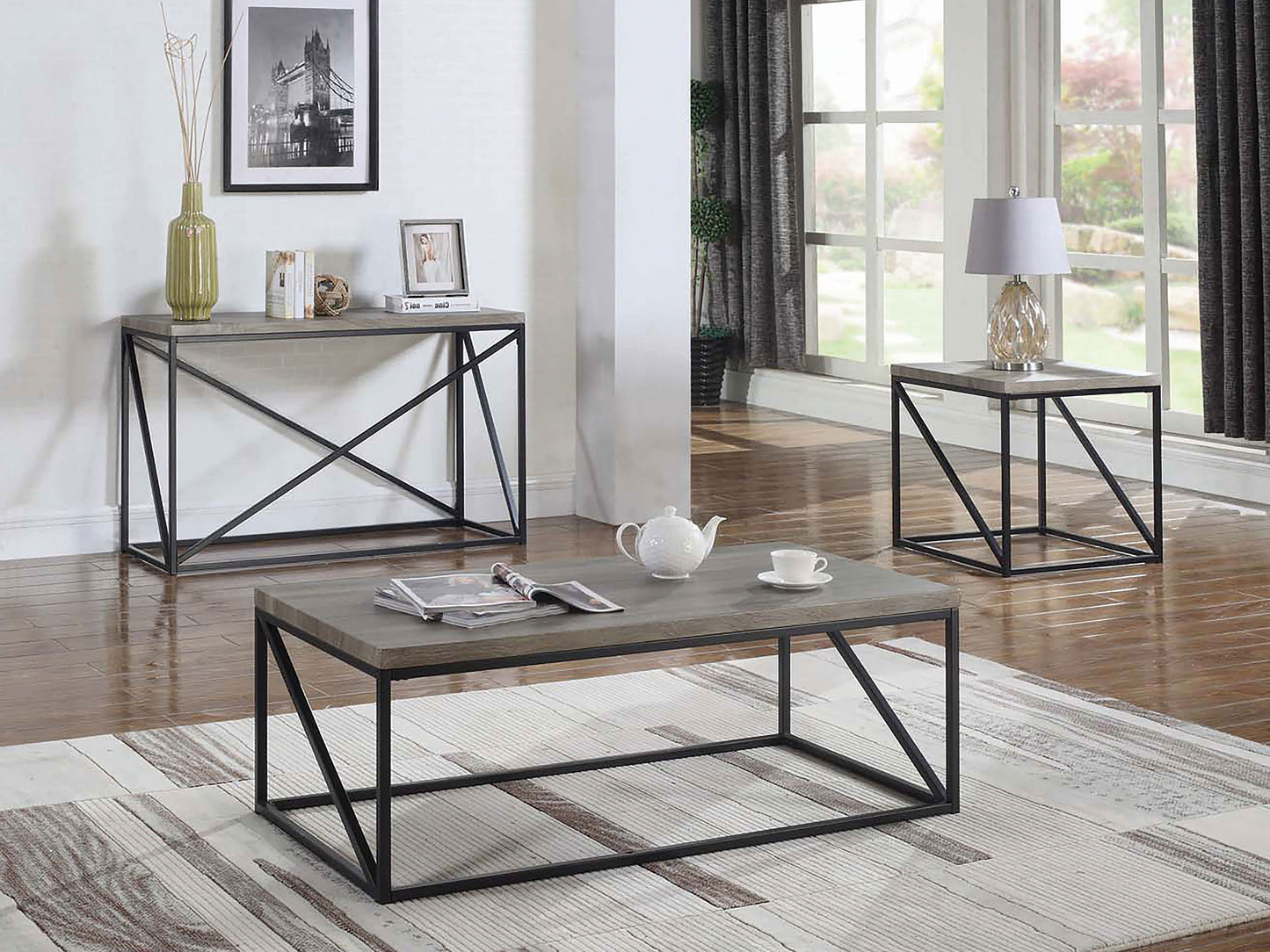 Birdie Rectangular Entryway Console Table Sonoma Grey