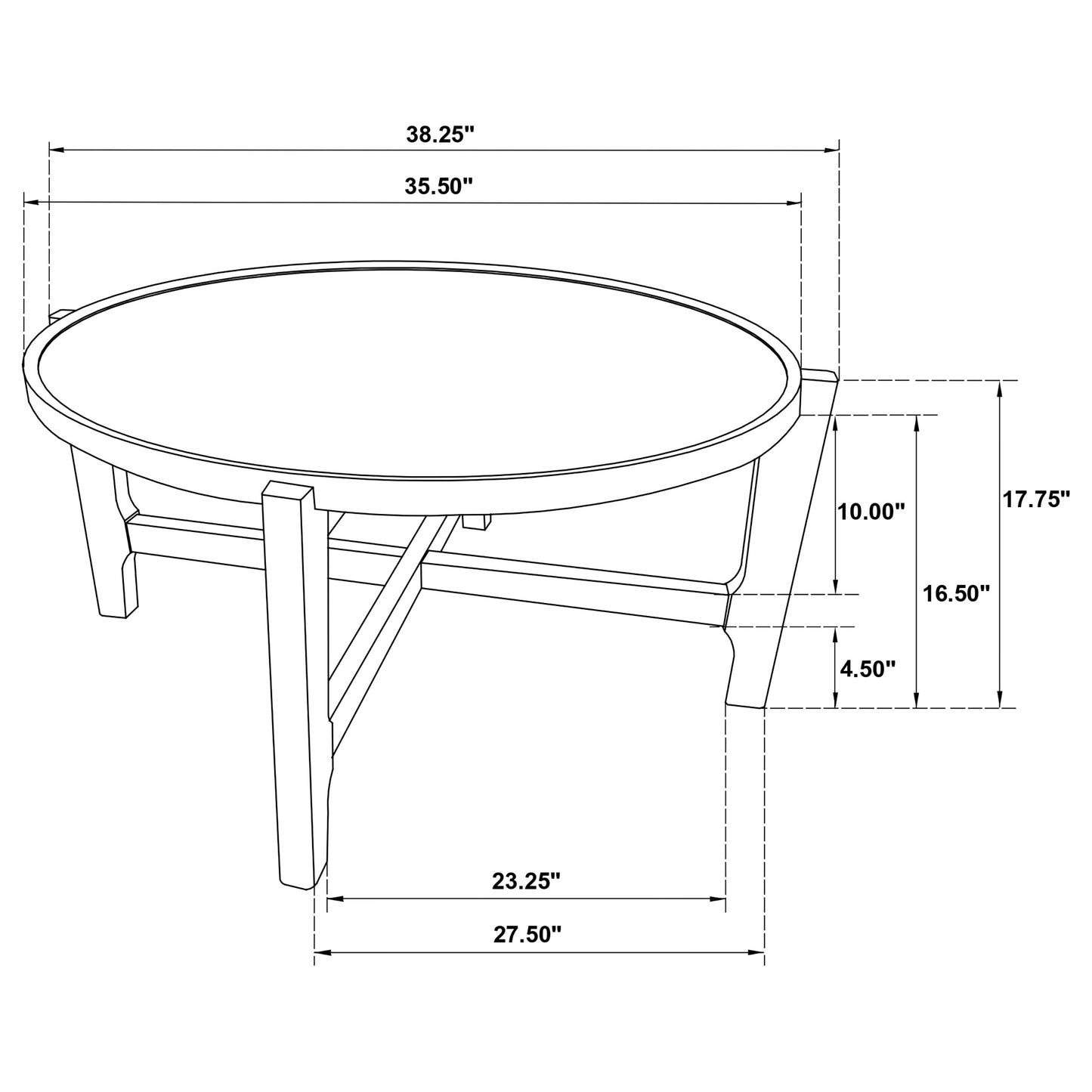 Cota Round Solid Wood Coffee Table Dark Brown