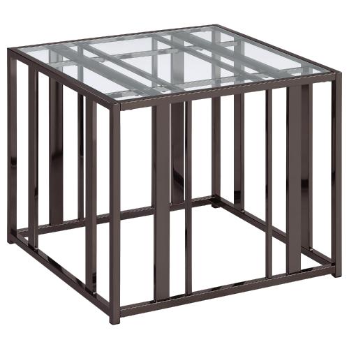 Adri Rectangular Glass Top Side End Table Black Nickel