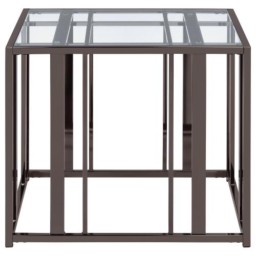 Adri Rectangular Glass Top Side End Table Black Nickel