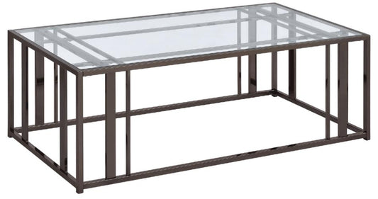 Adri Rectangular Glass Top Coffee Table Black Nickel