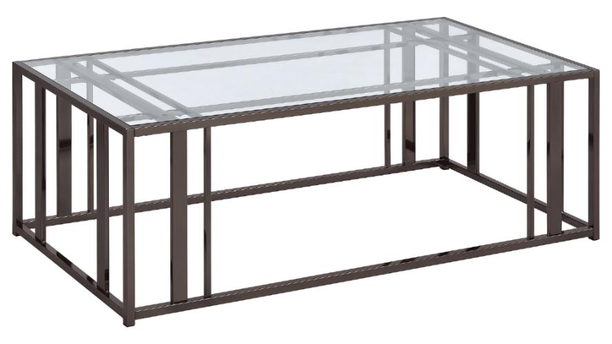 Adri Rectangular Glass Top Coffee Table Black Nickel