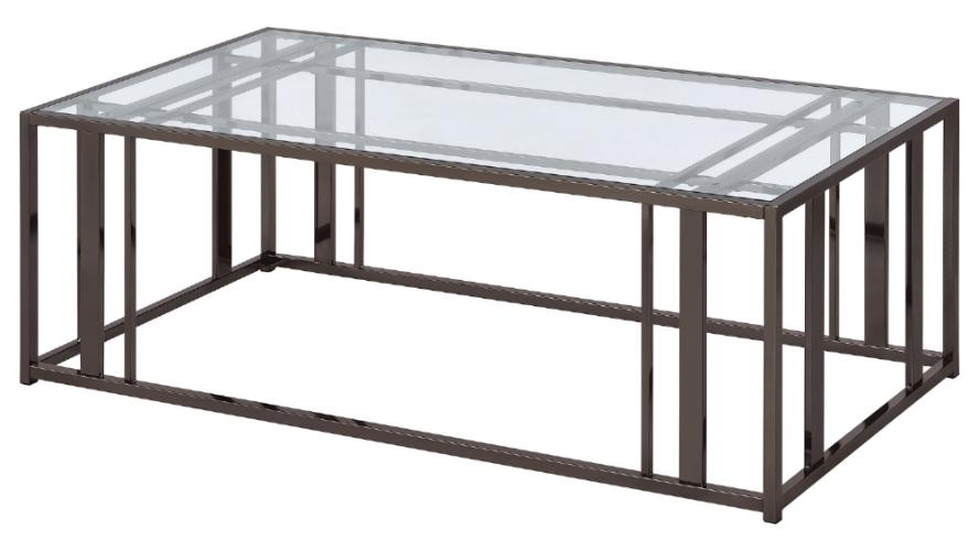 Adri Rectangular Glass Top Coffee Table Black Nickel