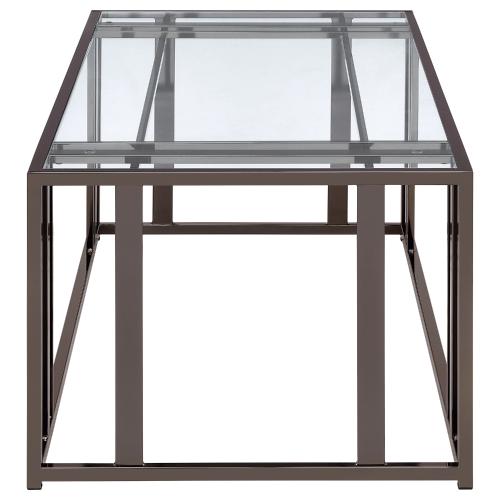 Adri Rectangular Glass Top Coffee Table Black Nickel