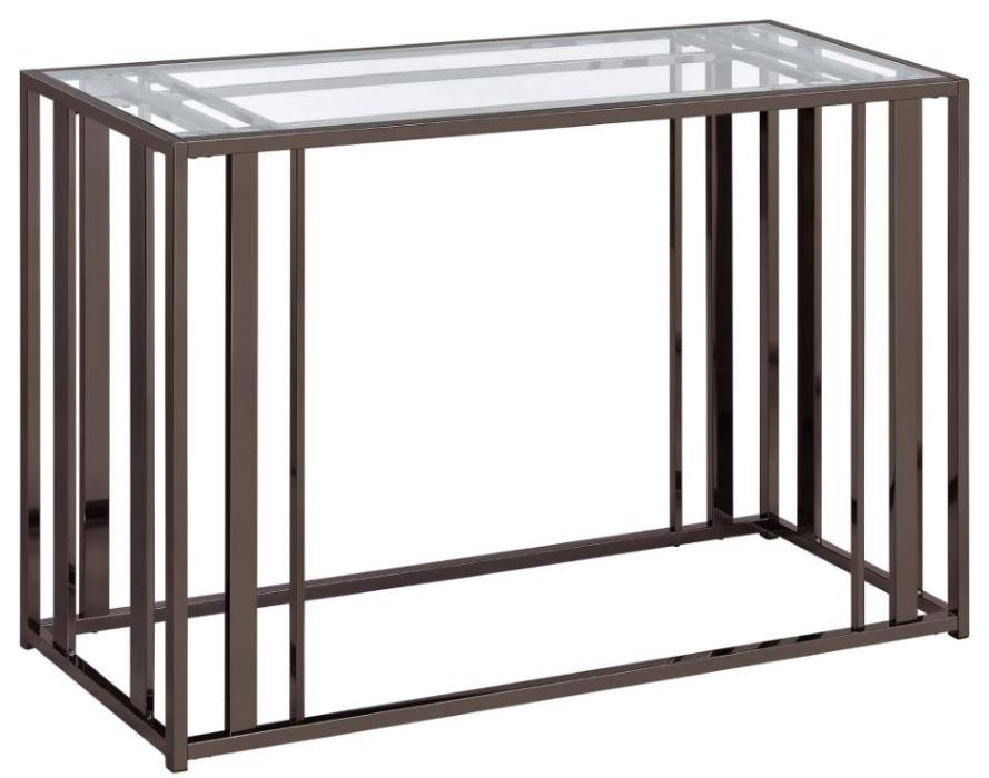 Adri Glass Top Entryway Sofa Console Table Black Nickel