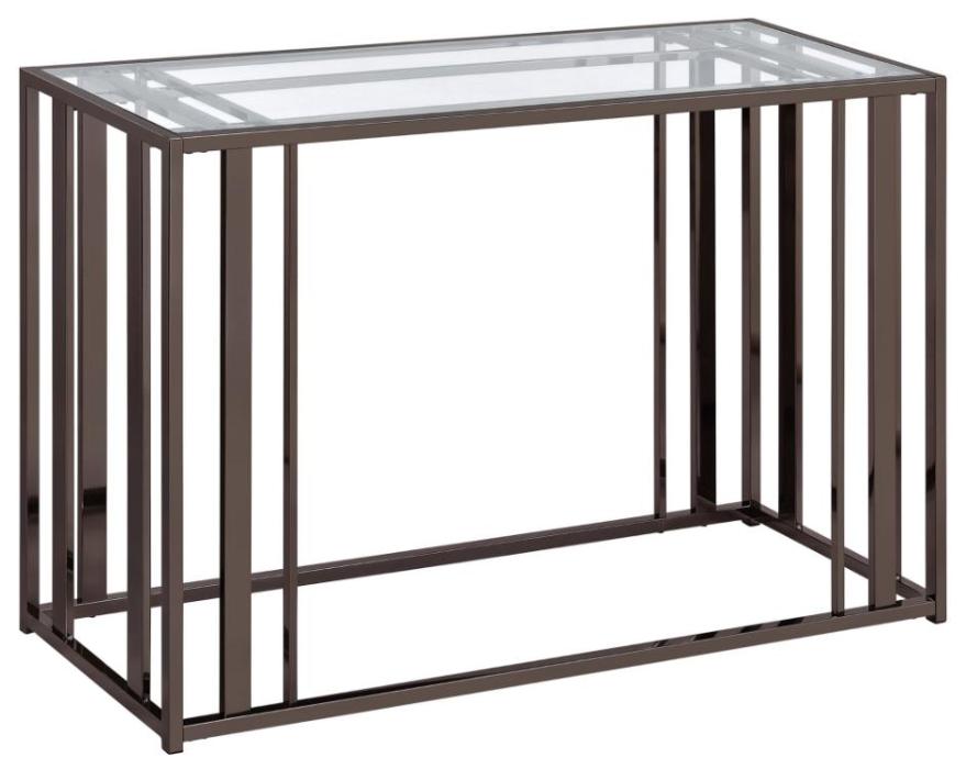 Adri Glass Top Entryway Sofa Console Table Black Nickel