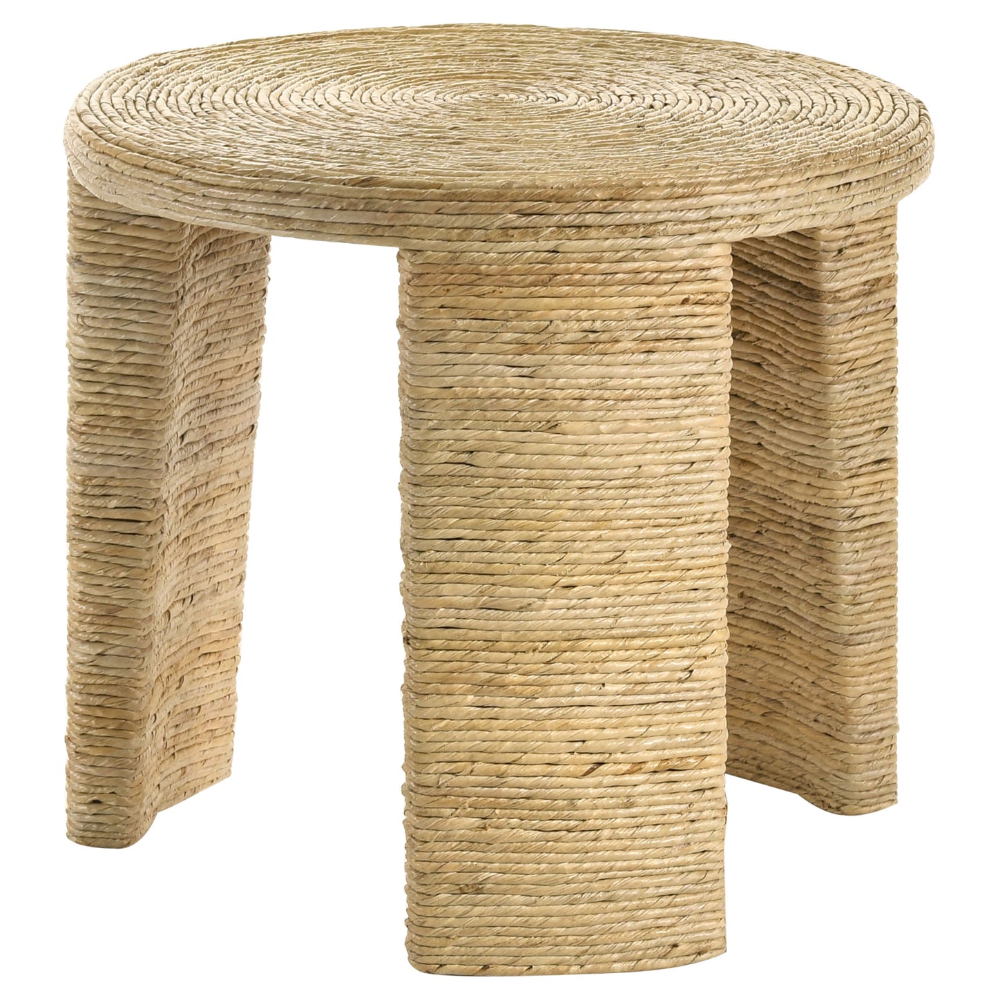 Artina Woven Rattan Round Side End Table Natural Brown