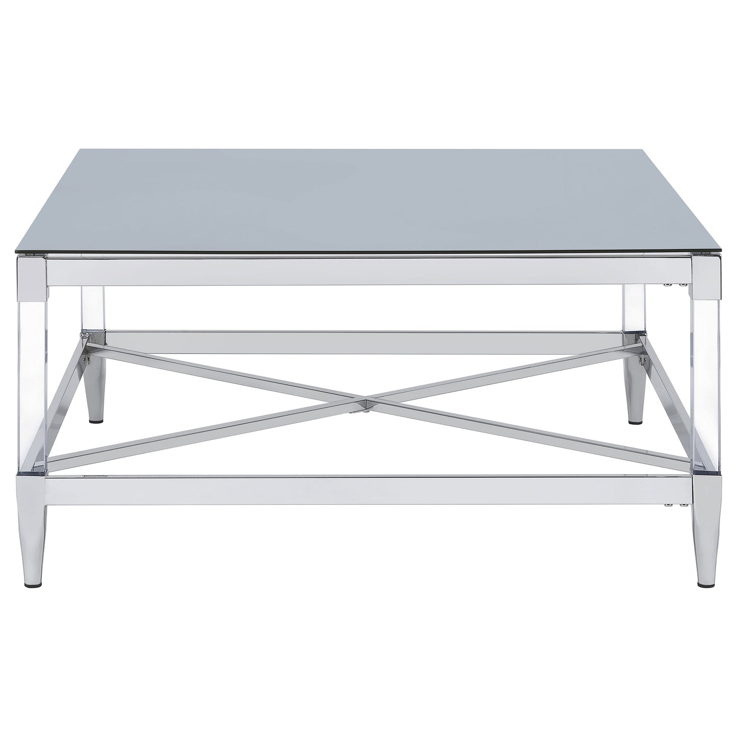 Lindley Square Tempered Mirror Acrylic Coffee Table Chrome