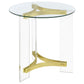 Janessa Round Glass Top Acrylic Leg End Table Matte Brass