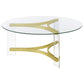 Janessa Round Glass Top Acrylic Leg Coffee Table Matte Brass