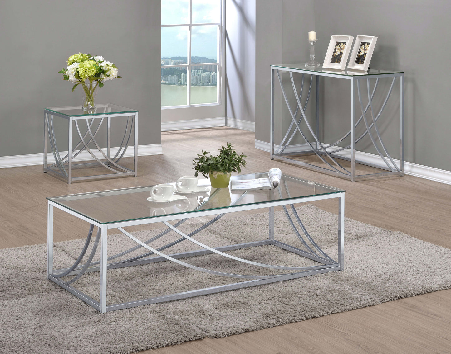 Lille Rectangular Glass Top Coffee Table Chrome