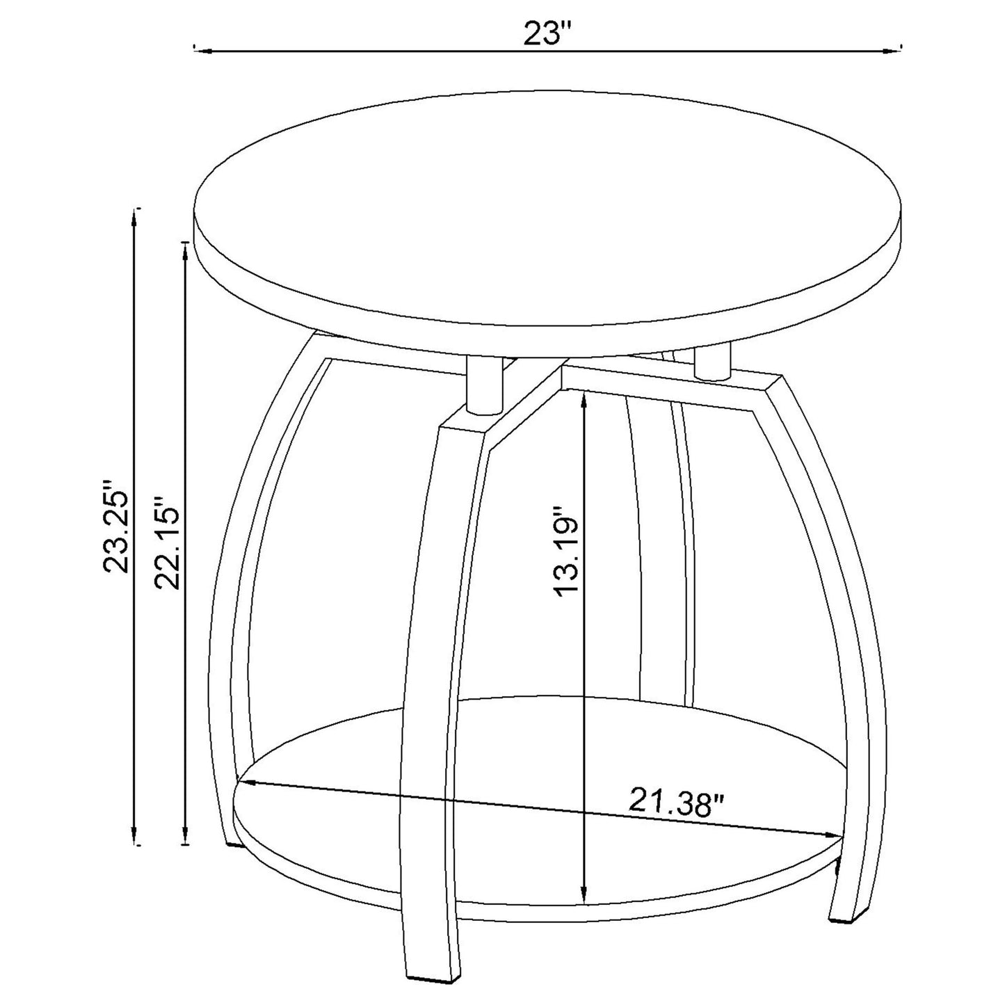 Dacre Round Engineered Wood Top Side End Table Dark Grey