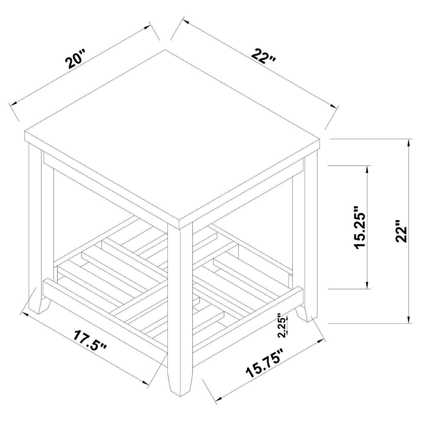 Cliffview 1-shelf Square Wood Side End Table Grey