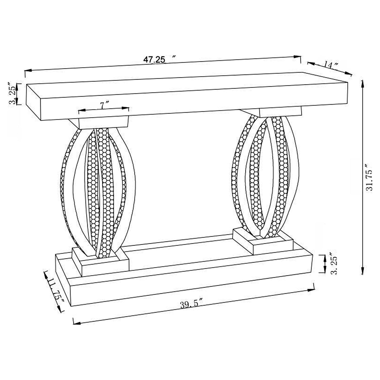 Amalia Mirrored Acrylic Entryway Sofa Console Table Silver