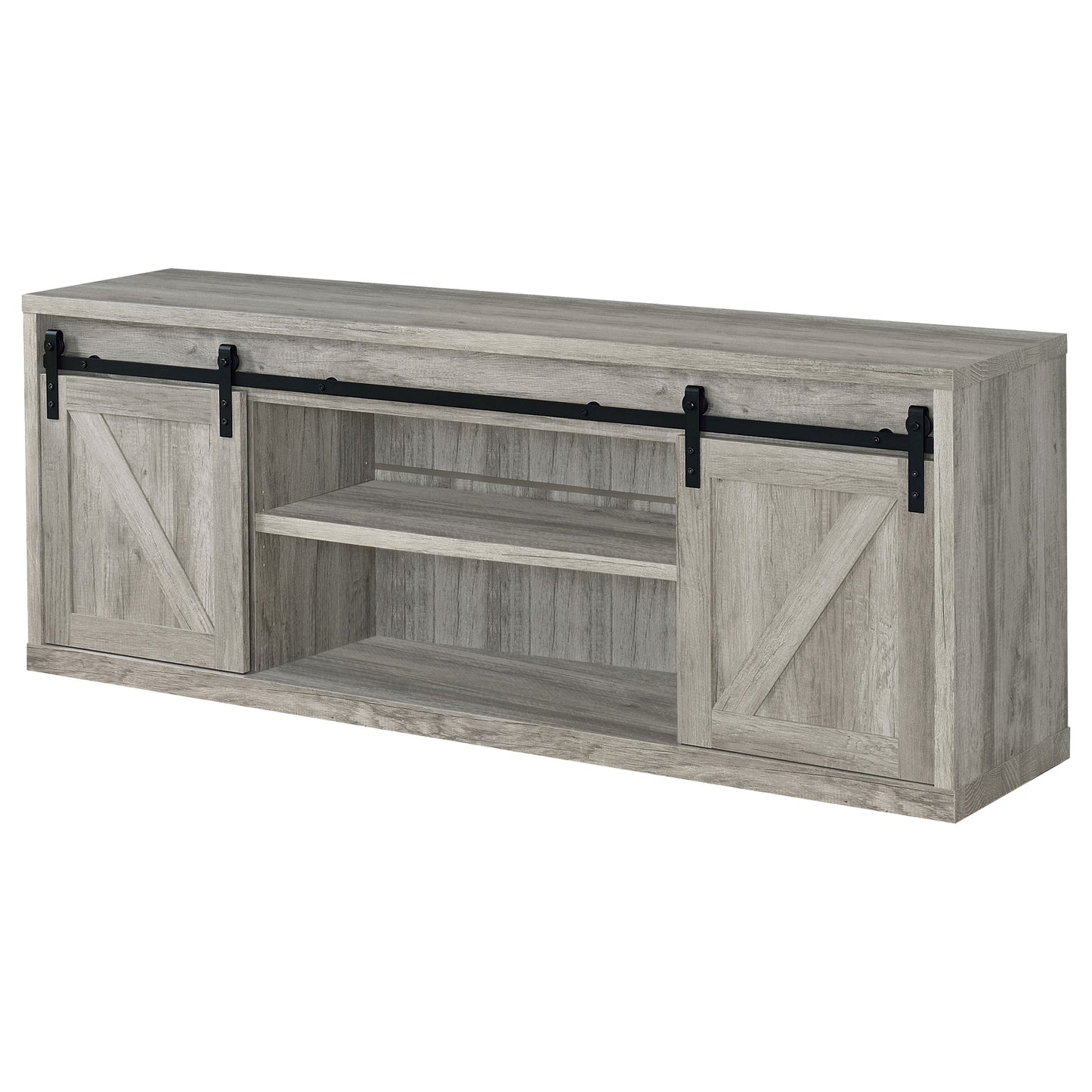 Brockton 2-door Engineered Wood 71" TV Stand Grey Driftwood