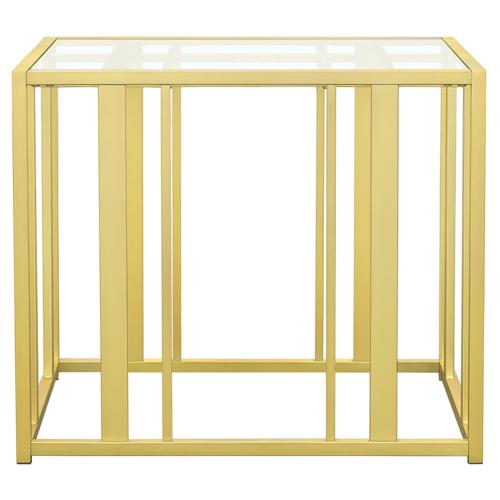 Adri Rectangular Glass Top Side End Table Matte Brass