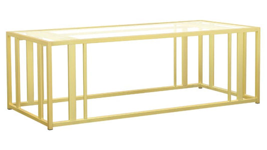 Adri Rectangular Glass Top Coffee Table Matte Brass