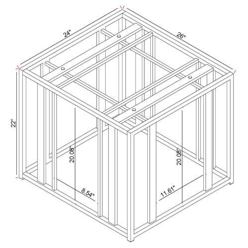 Adri Rectangular Glass Top Side End Table Matte Brass