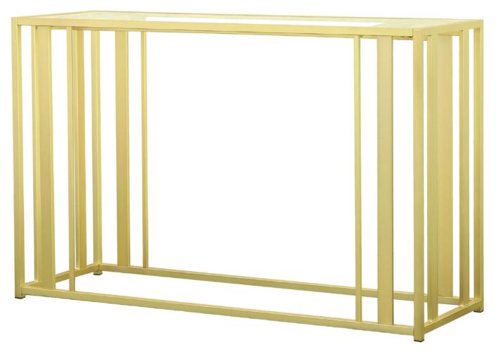 Adri Glass Top Entryway Sofa Console Table Matte Brass