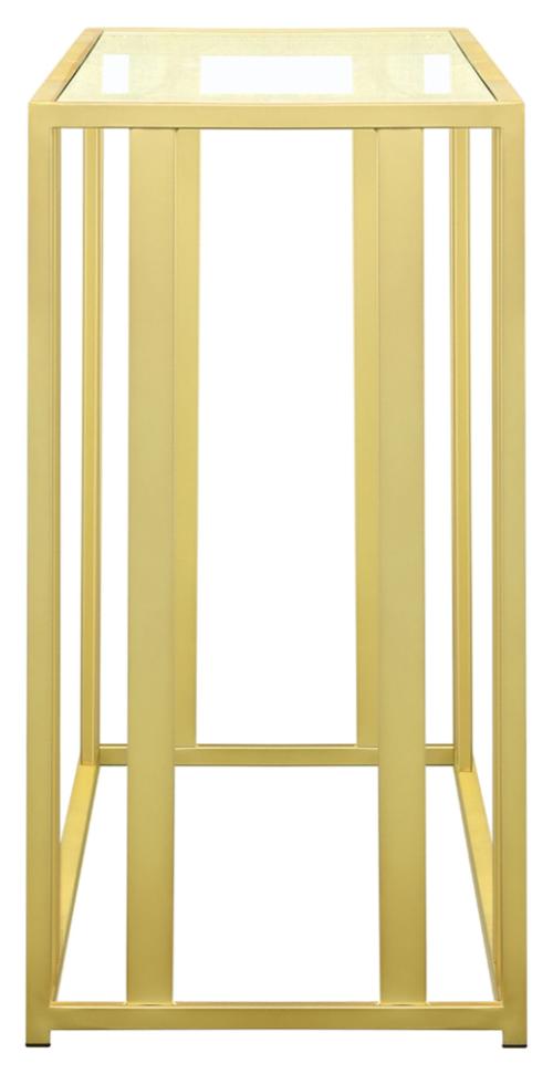 Adri Glass Top Entryway Sofa Console Table Matte Brass