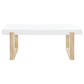 Pala Rectangular Coffee Table White High Gloss and Natural