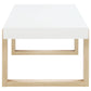 Pala Rectangular Coffee Table White High Gloss and Natural