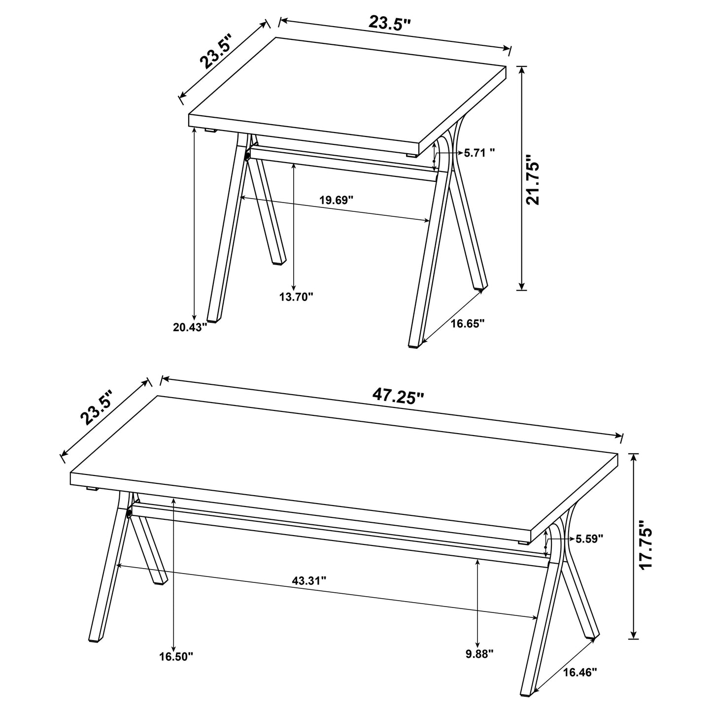 Colmar 3-piece Engineered Wood Coffee Table Set Golden Oak