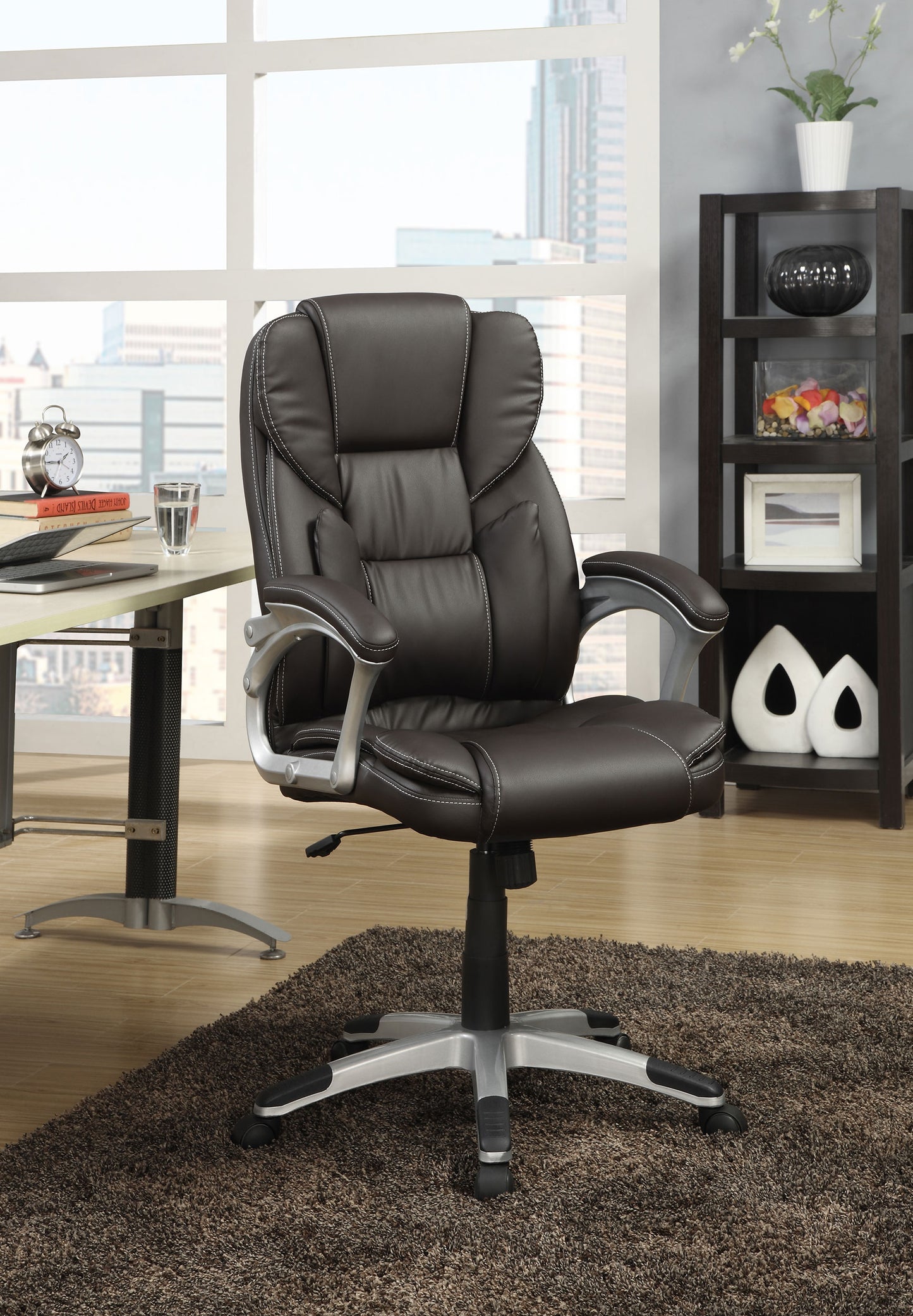 Kaffir Upholstered Adjustable Office Desk Chair Dark Brown